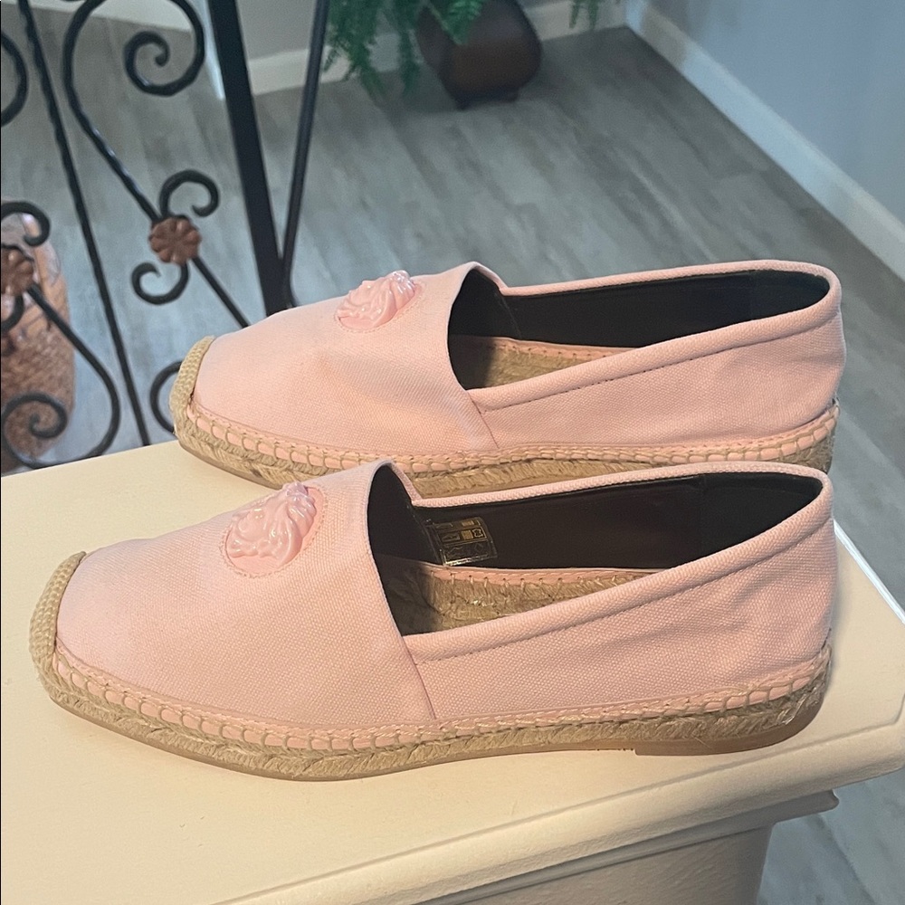Versace Pink Canvas Espadrille Loafers - Picture 2 of 9